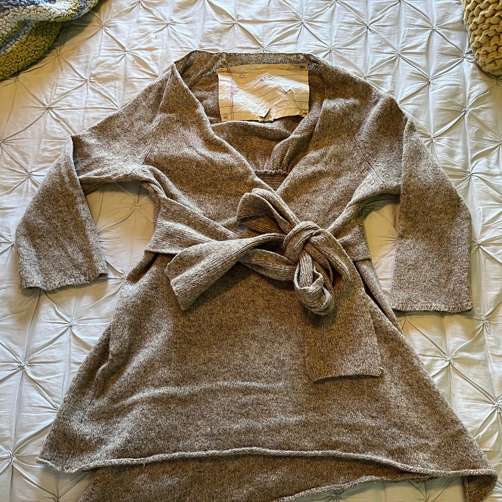 Anthropologie Birds on a Wire Wrap Open Front 3/4 Sleeve Cardigan S